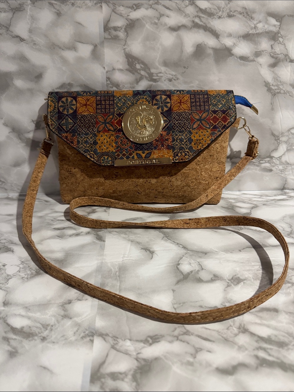 Authentic Portuguese sourced Cork, Crossbody or clutch Mosaic Flap.